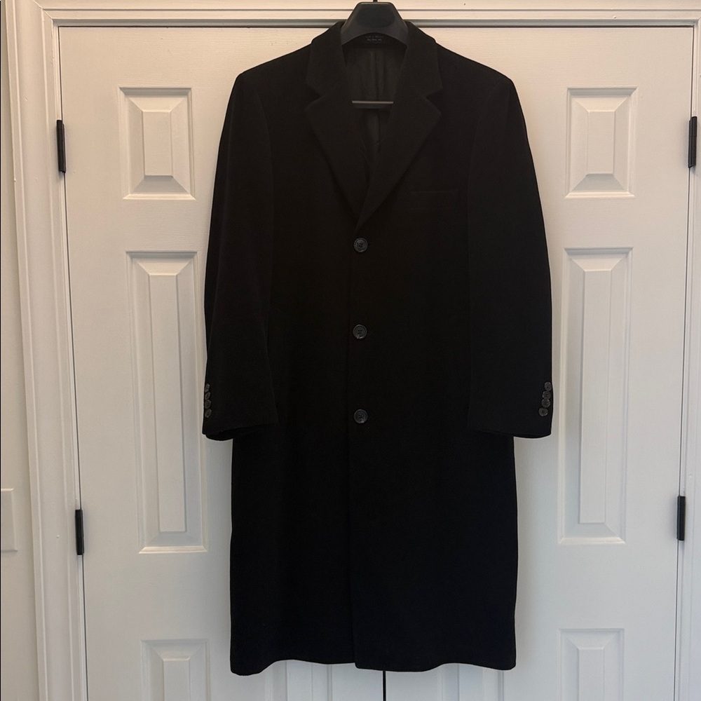 Classic CHAPS Men's Black 100% Wool Dress Overcoat 42R